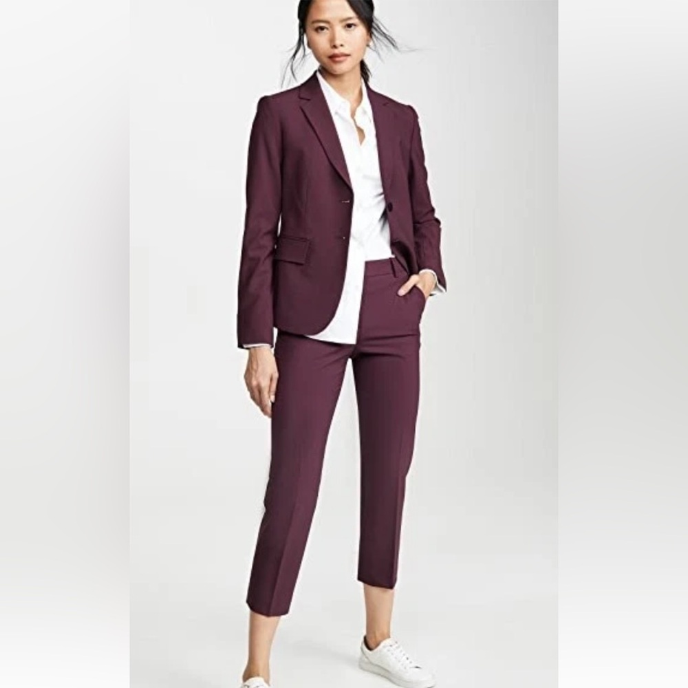NWT Theory straight cropped burgundy leg pants - Picture 6 of 10
